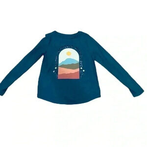 SO Girls Longsleeve Turquoise Graphic Tee Blouse Size L- 10/12